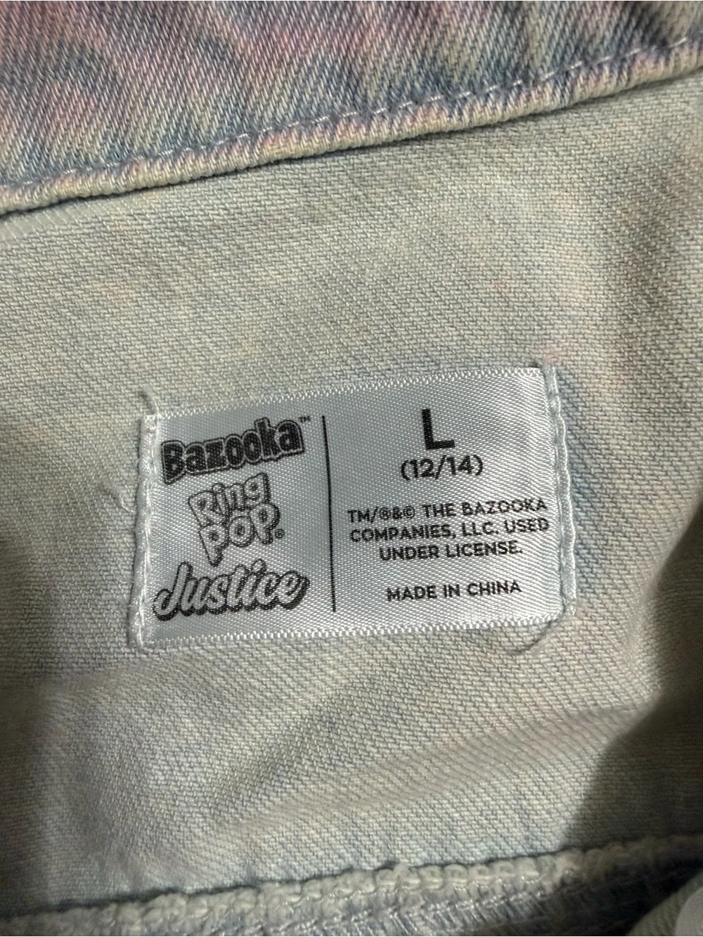 Justice x Ring Pop x Bazooka Colorful Denim Jacket